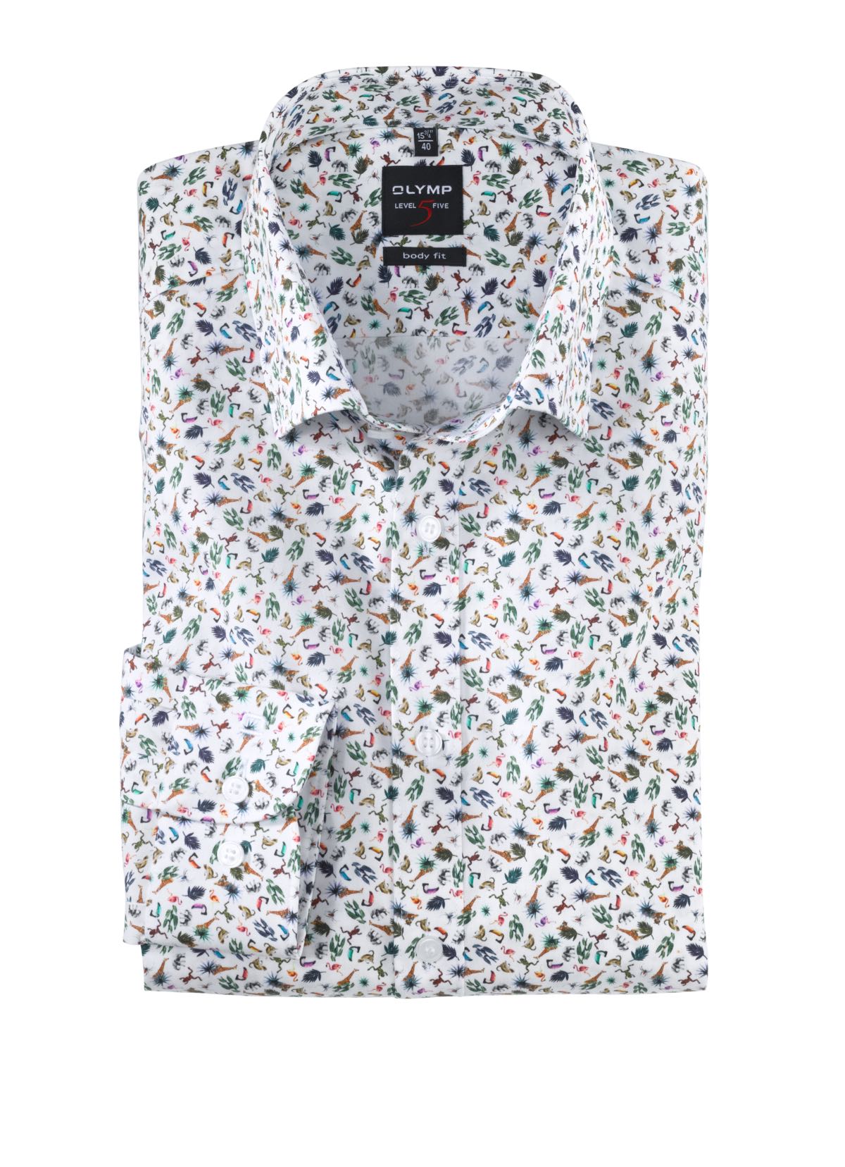 2048:14:41 Olymp Hemd mit Tierdruck weiß - Modehaus Rieker Süßen, Kreis