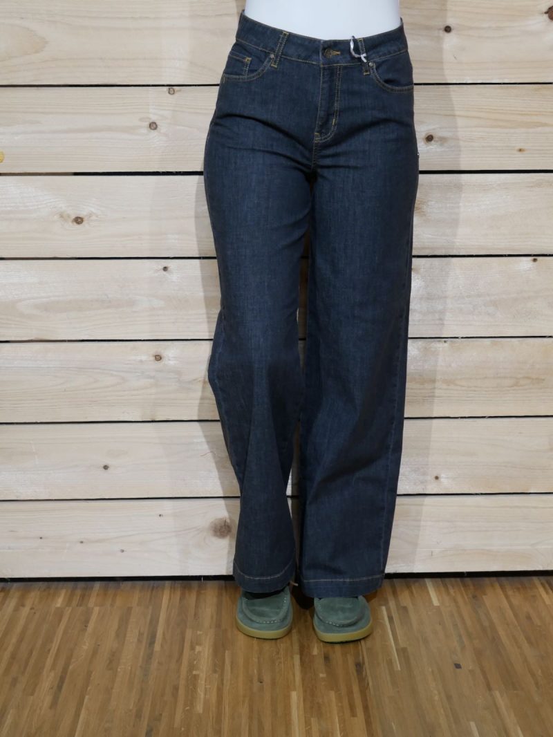Buena Vista Jeans Wide Leg Stretch Denim - dusky blue