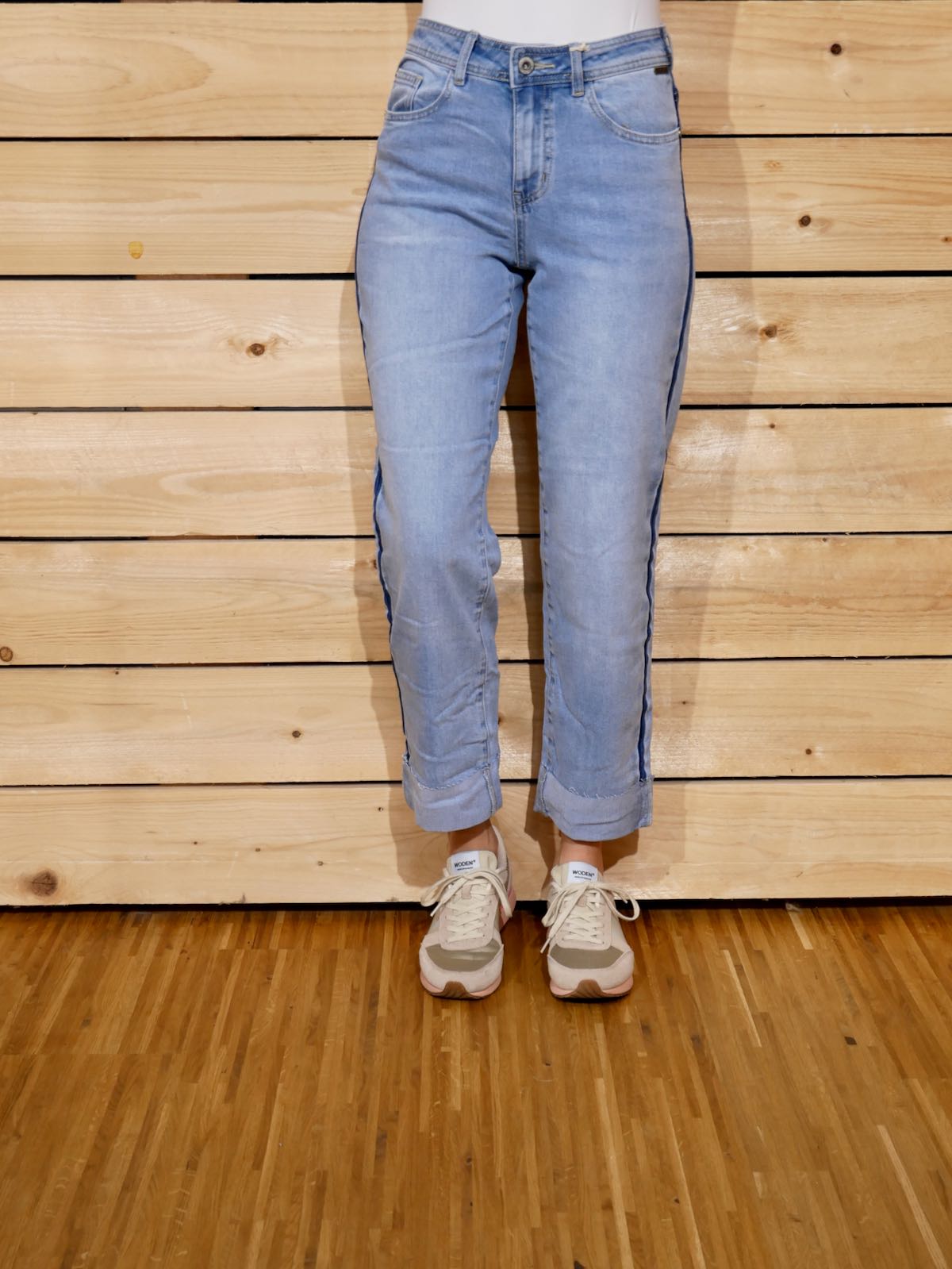 Red Button Jeans Kim Contrast Side Seam - mid stone