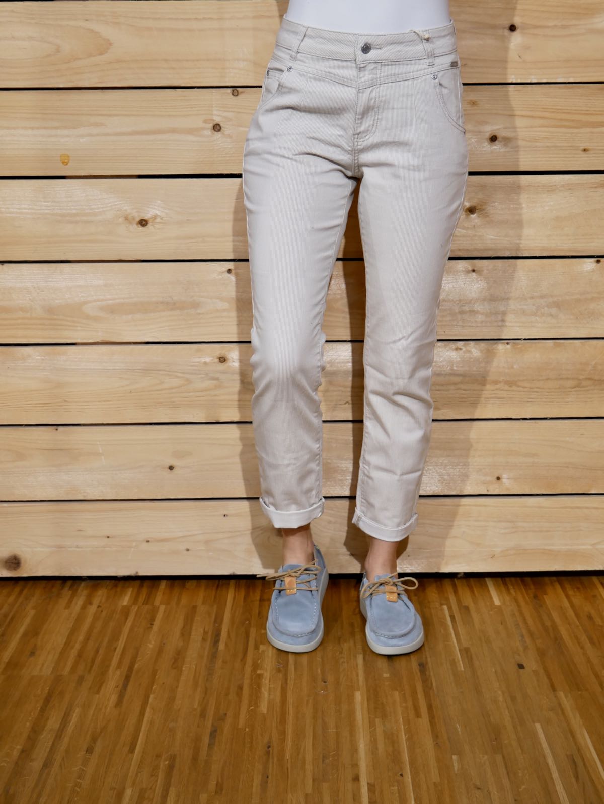 Red Button Hose Jani Denim Stripe - pebble