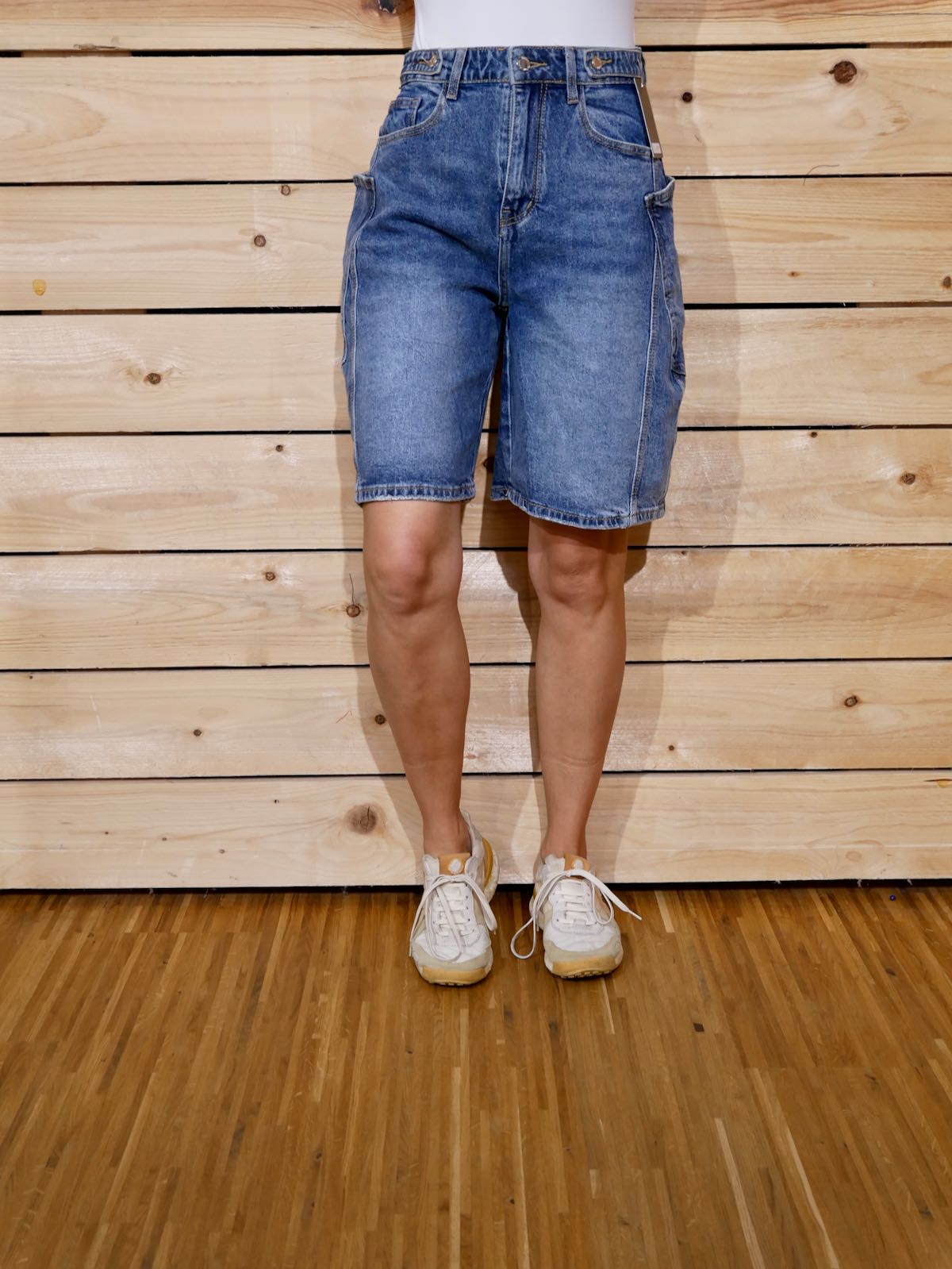 Krissi Jeans Bermuda Wideleg - mid blue denim