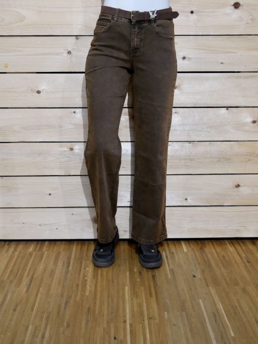 Red Button Jeans Colette & Belt Washed Twill Color - coffee